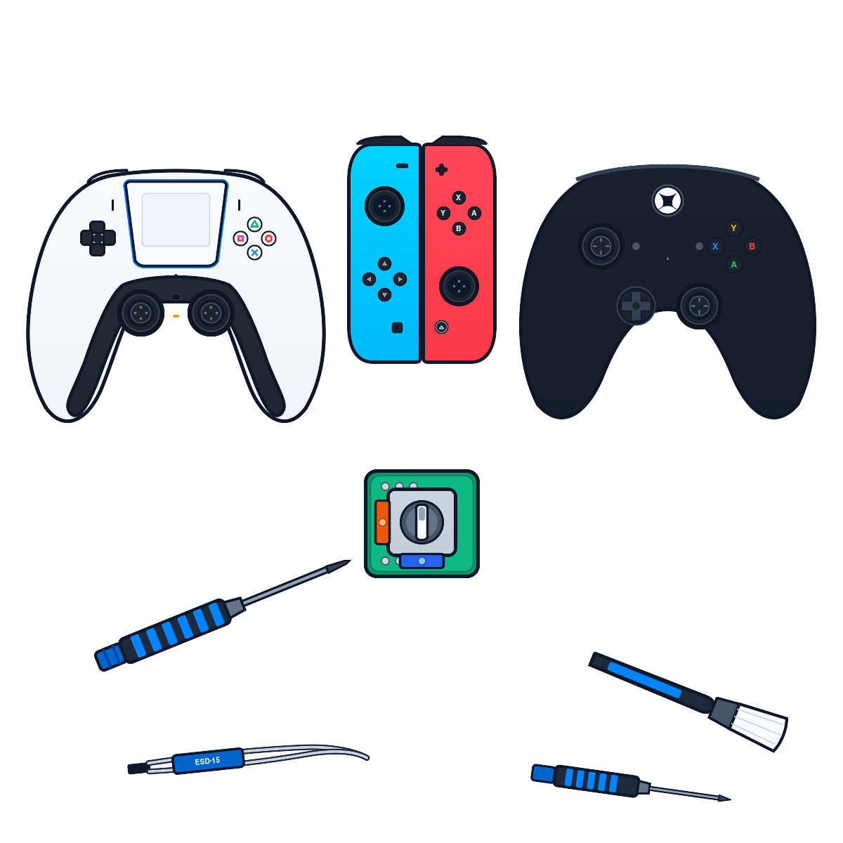 Professionelle Controller Reparatur und Stick Drift Reparatur für PS5, Xbox und Nintendo Switch Joy-Con